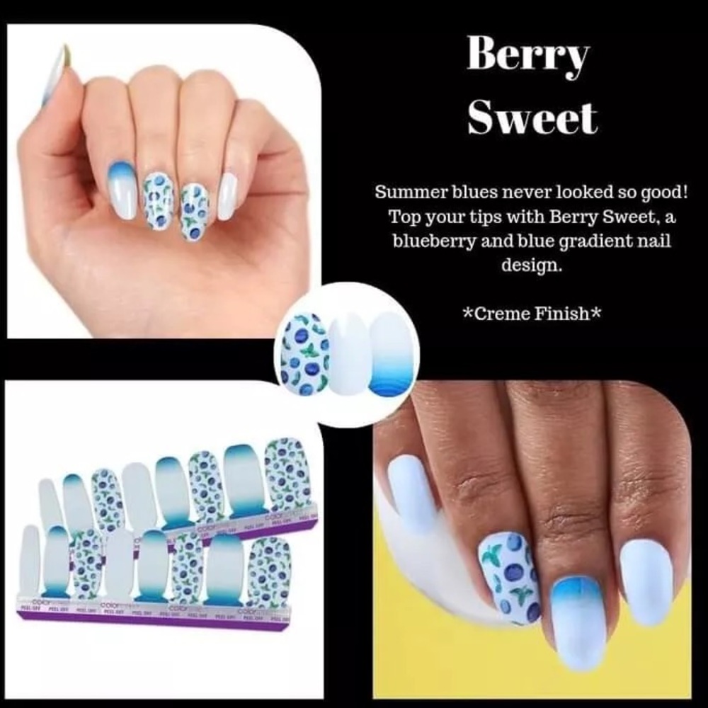 🎉3/$25  Berry Sweet Color Street blueberry blue ombré Nail Polish Rare retired